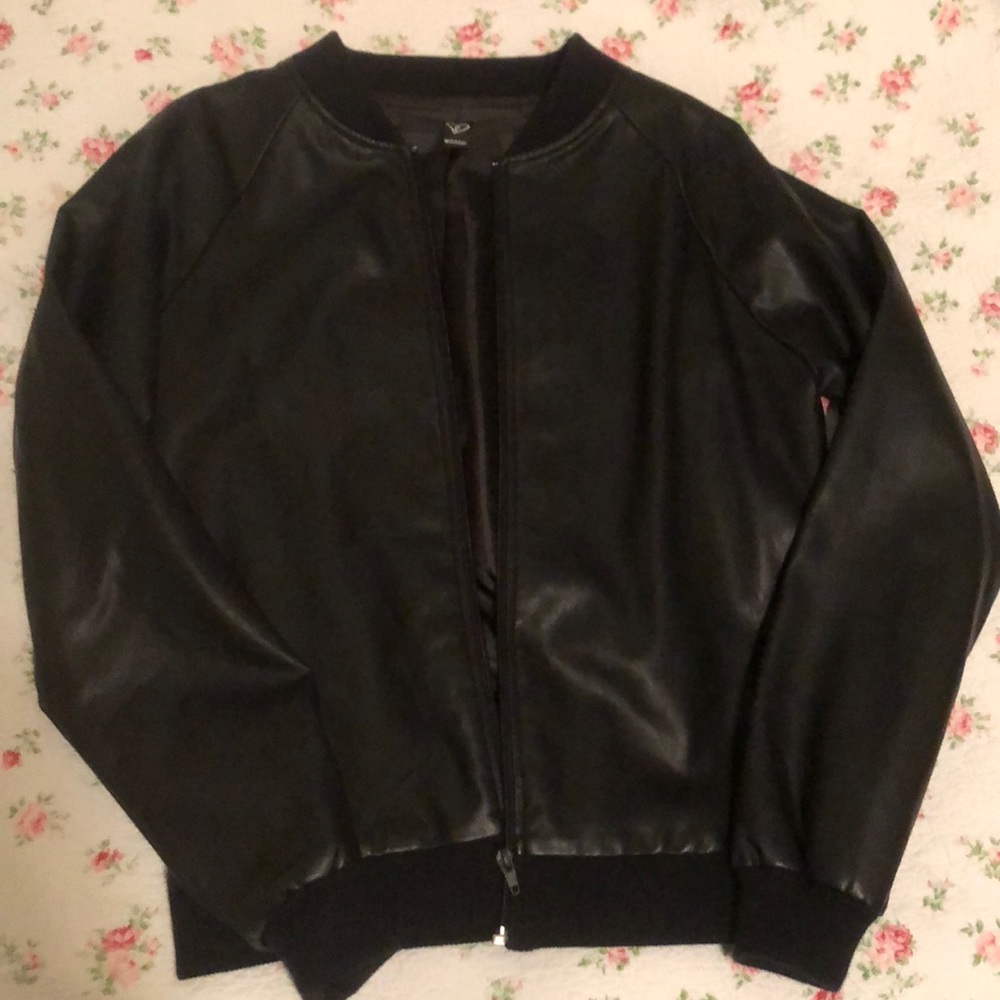 Faux leather bomber